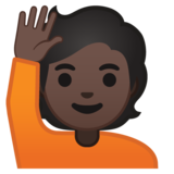 举手：深色肤色emoji素材一 160x160像素