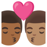 亲吻: 男人男人中等-深肤色中等肤色emoji素材一 160x160像素