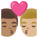 亲吻: 男人男人中等肤色中等-浅肤色emoji素材一 160x160像素