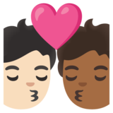 亲吻: 成人成人较浅肤色中等-深肤色emoji素材一 160x160像素