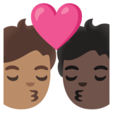 亲吻: 成人成人中等肤色较深肤色emoji素材一 160x160像素