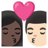 亲吻: 女人男人较深肤色较浅肤色emoji素材一 160x160像素