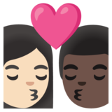 亲吻: 女人男人较浅肤色较深肤色emoji素材一 160x160像素
