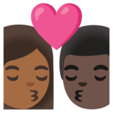 亲吻: 女人男人中等-深肤色较深肤色emoji素材一 160x160像素