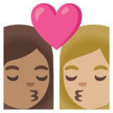 亲吻: 女人女人中等肤色中等-浅肤色emoji素材一 160x160像素