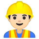 男建筑工人：浅肤色emoji素材一 160x160像素