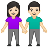 男女牵手：浅肤色emoji素材一 160x160像素