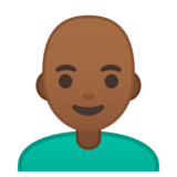 男士：中黑肤色，秃顶emoji素材一 160x160像素