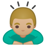 男人鞠躬：中浅肤色emoji素材一 160x160像素