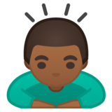 男士鞠躬：中黑肤色emoji素材一 160x160像素