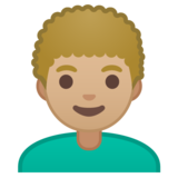 男士：中浅肤色，卷发emoji素材一 160x160像素