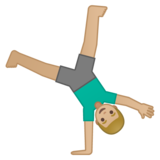 侧手翻的男人：中浅肤色emoji素材一 160x160像素