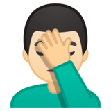 单手捂脸的男人:浅肤色emoji素材一 160x160像素