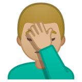 单手捂脸的男人：中等浅肤色emoji素材一 160x160像素