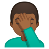 单手捂脸的男人：中等深色肤色emoji素材一 160x160像素