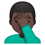 单手捂脸的男人：深色肤色emoji素材一 160x160像素
