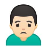 男人皱眉：浅肤色emoji素材一 160x160像素