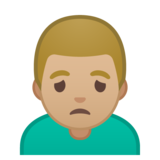 男人皱眉：中等浅肤色emoji素材一 160x160像素