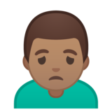男人皱眉：中等肤色emoji素材一 160x160像素