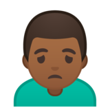 男人皱眉：中黑肤色emoji素材一 160x160像素