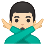 打“不”手势的男人：浅肤色emoji素材一 160x160像素