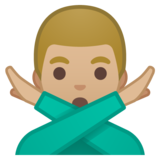 打“不”手势的男人：中浅肤色emoji素材一 160x160像素