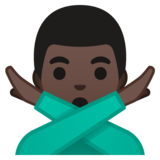 打“不”手势的男人：深色肤色emoji素材一 160x160像素