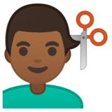 男士理发：中等深色肤色emoji素材一 160x160像素