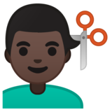 男人理发：深色肤色emoji素材一 160x160像素
