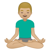 打坐的男人：中浅肤色emoji素材一 160x160像素