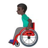 坐在手动轮椅上的男人：深色肤色emoji素材一 160x160像素