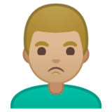 男士撅嘴：中等浅肤色emoji素材一 160x160像素