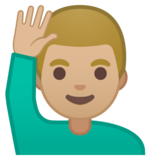 举手的男人：中浅肤色emoji素材一 160x160像素