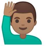 举手的男人：中等肤色emoji素材一 160x160像素
