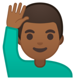 举手的男人：中黑肤色emoji素材一 160x160像素