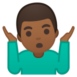 男人耸肩：中黑肤色emoji素材一 160x160像素