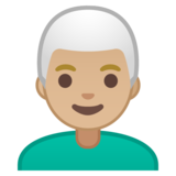 男士：中浅肤色，白发emoji素材一 160x160像素