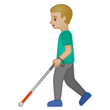 拿拐杖的男人：中浅肤色emoji素材一 160x160像素