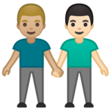 男士牵手：中浅肤色，浅肤色emoji素材一 160x160像素