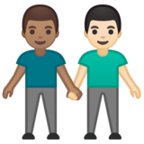 男士牵手：中等肤色，浅肤色emoji素材一 160x160像素