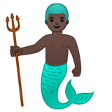 人鱼：深色肤色emoji素材一 160x160像素