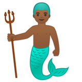 人鱼：中黑肤色emoji素材一 160x160像素