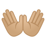 双手张开：中等浅肤色emoji素材一 160x160像素