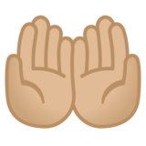 手掌向上：中等浅肤色emoji素材一 160x160像素