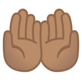 手掌向上：中等肤色emoji素材一 160x160像素