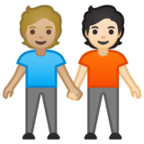 手牵手:中浅肤色,浅肤色emoji素材一 160x160像素
