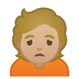 人皱眉：中等浅肤色emoji素材一 160x160像素