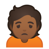 人皱眉头：中黑肤色emoji素材一 160x160像素