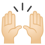 举手：浅肤色emoji素材一 160x160像素