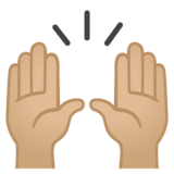 举起手：中等浅肤色emoji素材一 160x160像素